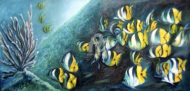 Painting titled "banc de poissons ex…" by Daniel Bahuaud, Original Artwork, Other