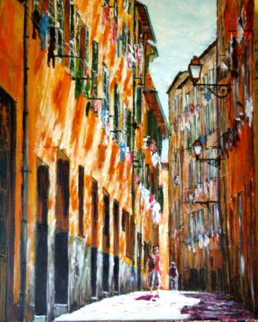 Peinture intitulée "Le Vieux Nice, rue…" par Daniel Barré, Œuvre d'art originale, Acrylique