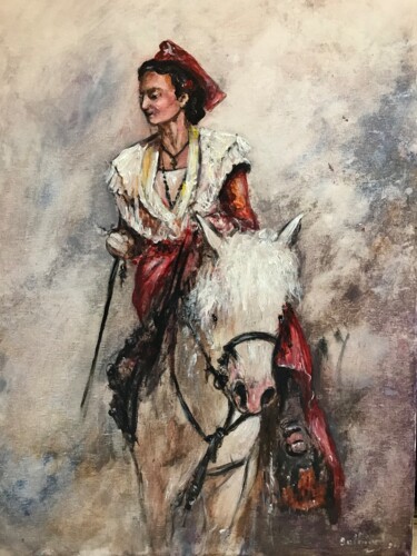 Peinture intitulée "La camarguaise" par Daniel Bathiard, Œuvre d'art originale, Acrylique