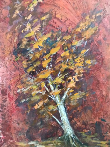 Painting titled "L'arbre" by Daniel Bathiard, Original Artwork, Acrylic