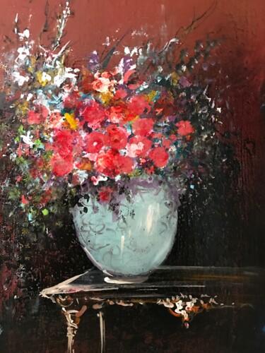 Pintura intitulada "Les fleurs sur la c…" por Daniel Bathiard, Obras de arte originais, Acrílico