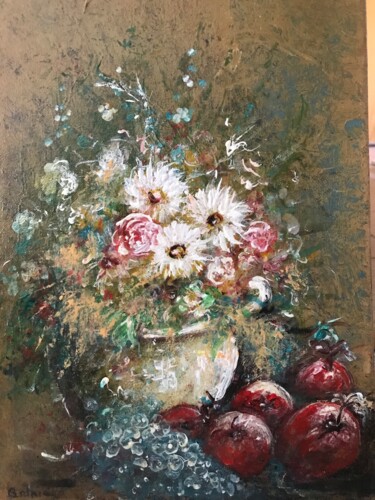 Peinture intitulée "Les pommes rouges" par Daniel Bathiard, Œuvre d'art originale, Huile