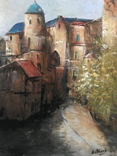 Pittura intitolato "Un village périgour…" da Daniel Bathiard, Opera d'arte originale, Acrilico