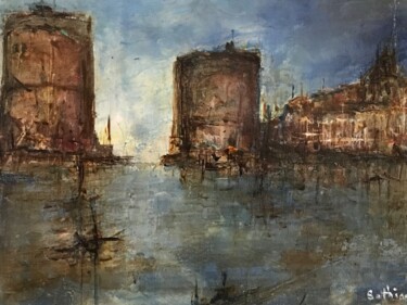 Schilderij getiteld "La Rochelle" door Daniel Bathiard, Origineel Kunstwerk, Olie