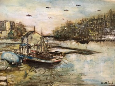 Peinture intitulée "Dans le lagon" par Daniel Bathiard, Œuvre d'art originale, Huile