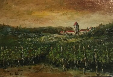 Peinture intitulée "Ma vigne en Savoie" par Daniel Bathiard, Œuvre d'art originale, Huile