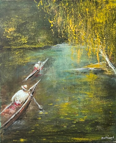 Malarstwo zatytułowany „Au fil de l'eau” autorstwa Daniel Bathiard, Oryginalna praca, Olej