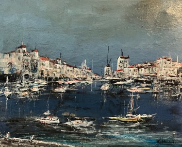 Ζωγραφική με τίτλο "Le port Corse" από Daniel Bathiard, Αυθεντικά έργα τέχνης, Ακρυλικό