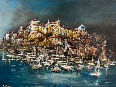 Painting titled "Le grand port" by Daniel Bathiard, Original Artwork, Oil