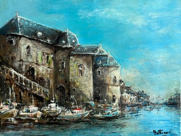 Peinture intitulée "Le petit embarcadère" par Daniel Bathiard, Œuvre d'art originale, Huile