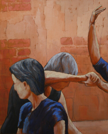 Peinture intitulée "Échange" par Daniel Berkovitch, Œuvre d'art originale, Huile Monté sur Châssis en bois