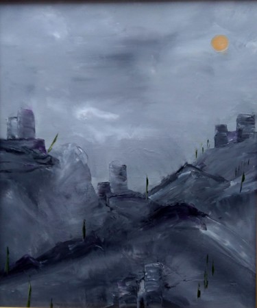 Peinture intitulée "Lastours sous la lu…" par Daniel.C, Œuvre d'art originale, Huile