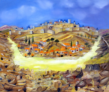 Peinture intitulée "Carcassonne , la ci…" par Daniel.C, Œuvre d'art originale, Huile