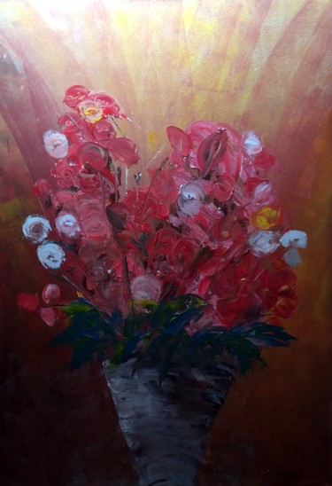 Painting titled "Roses rouges roses…" by Daniel.C, Original Artwork, Acrylic