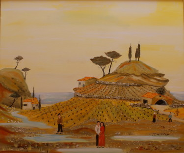 Lagune , mer , et vignes Peinture intitulée "Lagune , mer , et v…" par Daniel.C, Œuvre d'art originale, Huile