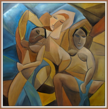 Pintura titulada "LES TROIS FEMMES" por Daniel.C, Obra de arte original, Oleo