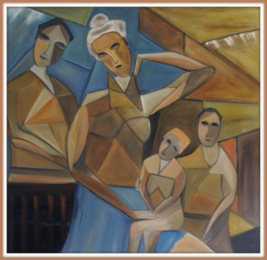Malerei mit dem Titel "La Famille" von Daniel.C, Original-Kunstwerk, Öl