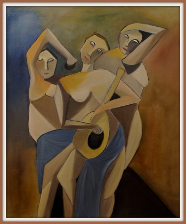 Les musiciennes Peinture intitulée "Les musiciennes" par Daniel.C, Œuvre d'art originale, Huile