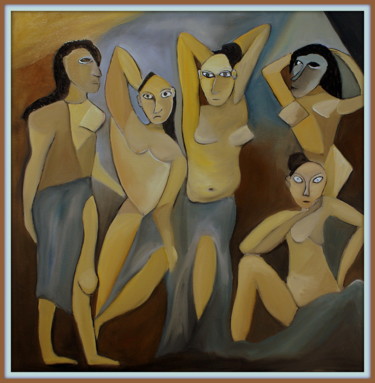 Peinture intitulée "Les Demoiselles" par Daniel.C, Œuvre d'art originale, Huile