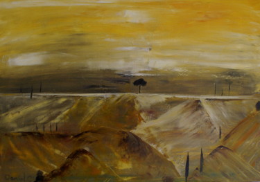 Eté sur les Corbières Peinture intitulée "Eté sur les Corbièr…" par Daniel.C, Œuvre d'art originale, Huile