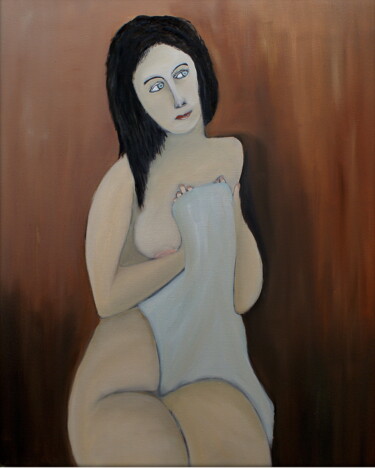 Peinture intitulée "Femme pudique" par Daniel.C, Œuvre d'art originale, Huile
