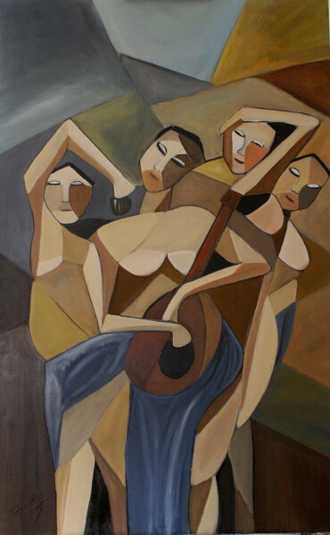 Peinture intitulée "Les quatre musicien…" par Daniel.C, Œuvre d'art originale, Huile