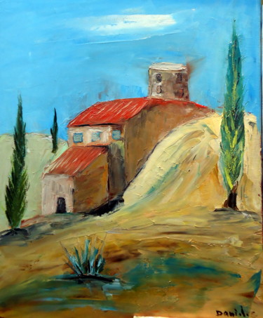 Painting titled "Le Pigeonnier" by Daniel.C, Original Artwork, Oil