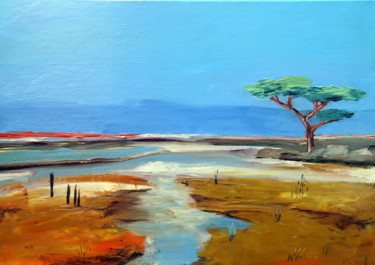 Peinture intitulée "Les étangs" par Daniel.C, Œuvre d'art originale, Huile