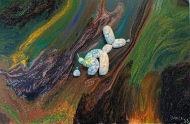 Malerei mit dem Titel "Dog Ballon" von Daniel Cerqueira, Original-Kunstwerk, Acryl