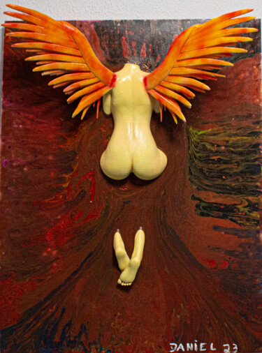 Pintura titulada "O cair de um Anjo" por Daniel Cerqueira, Obra de arte original, Acrílico