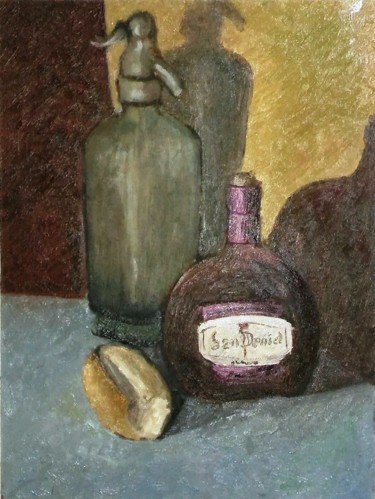 Painting titled "Pan y vino (Bread &…" by Dannych, Original Artwork, Oil