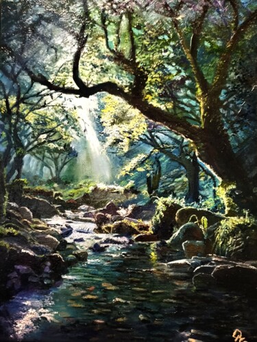 Painting titled "La demeure de Pan 2" by Daniel Combe (DACO), Original Artwork, Oil