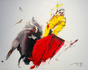 Pittura intitolato "Combat de mâles" da Daniel Densborn, Opera d'arte originale, Olio