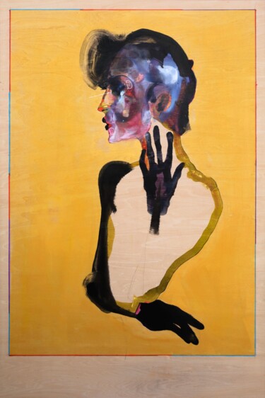 Картина под названием "Handstick" - Daniel Derderian, Подлинное произведение искусства, Масло Установлен на Деревянная панель