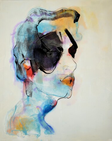 Картина под названием "Open mask" - Daniel Derderian, Подлинное произведение искусства, Масло Установлен на Деревянная рама…