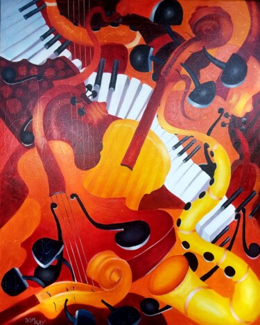 Pittura intitolato "Composition musical…" da Daniel Dombry, Opera d'arte originale, Olio Montato su Telaio per barella in le…
