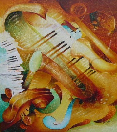 Peinture intitulée "pianobar" par Daniel Dombry, Œuvre d'art originale, Huile