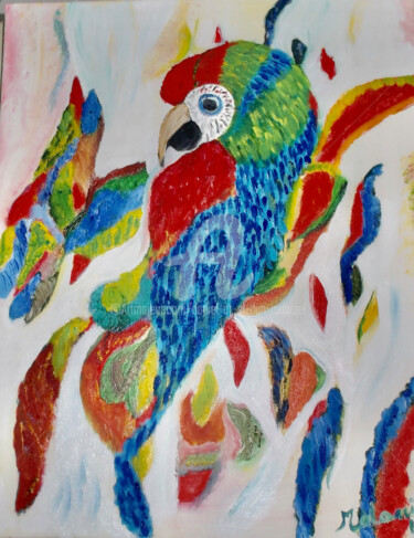 Peinture intitulée "Perroquet, Aubagne" par Daniel Dr. El Dan (Mdaniel), Œuvre d'art originale, Huile