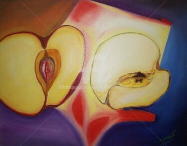 Картина под названием "Pomme Rouge" - Daniel Dr. El Dan (Mdaniel), Подлинное произведение искусства, Масло
