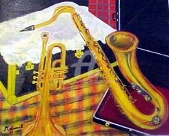 绘画 标题为“Saxophone” 由Daniel Dr. El Dan (Mdaniel), 原创艺术品, 油