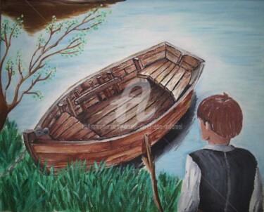 Peinture intitulée "La Barque" par Daniel Dr. El Dan (Mdaniel), Œuvre d'art originale, Huile