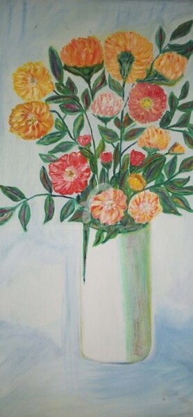 Peinture intitulée "L Vase Blanc" par Daniel Dr. El Dan (Mdaniel), Œuvre d'art originale, Huile