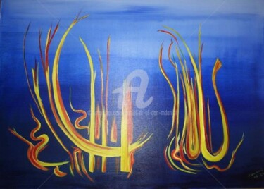 Pittura intitolato "Flamme" da Daniel Dr. El Dan (Mdaniel), Opera d'arte originale, Olio