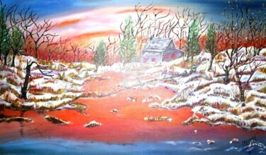 Peinture intitulée "Forêt de Neige" par Daniel Dr. El Dan (Mdaniel), Œuvre d'art originale, Huile