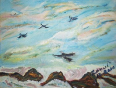 Peinture intitulée "Les Mouettes" par Daniel Dr. El Dan (Mdaniel), Œuvre d'art originale, Huile