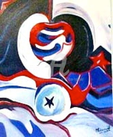 Peinture intitulée "deux-pommes" par Daniel Dr. El Dan (Mdaniel), Œuvre d'art originale, Huile