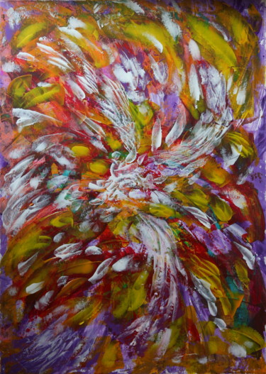Peinture intitulée "Coeur de fleur" par Daniel Dumetz, Œuvre d'art originale, Huile