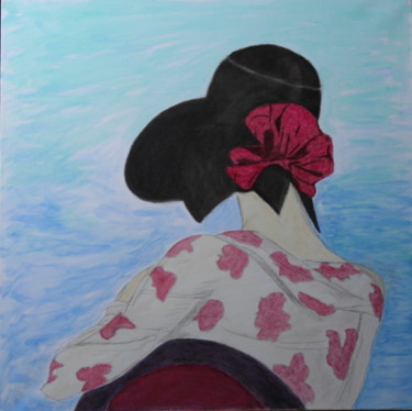 Painting titled "Emilie au chapeau n…" by Daniel Dumetz, Original Artwork, Oil