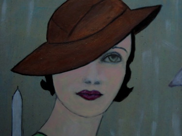 Peinture intitulée "La femme au chapeau…" par Daniel Dumetz, Œuvre d'art originale, Acrylique