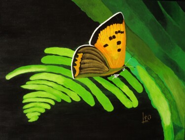 "Papillon sur fougère" başlıklı Tablo Daniel Garcia (Léo) tarafından, Orijinal sanat, Akrilik